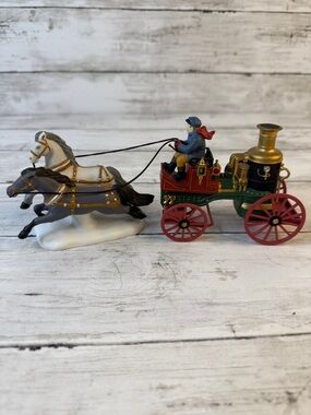 Dept 56 Fire Brigade of London Horses with wagon only Christmas Village READ